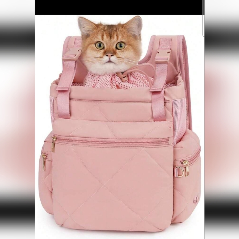 OFY Pet Carrier Pink Backpack Adjustable Pet Front Cat Dog Carrier Travel Bag